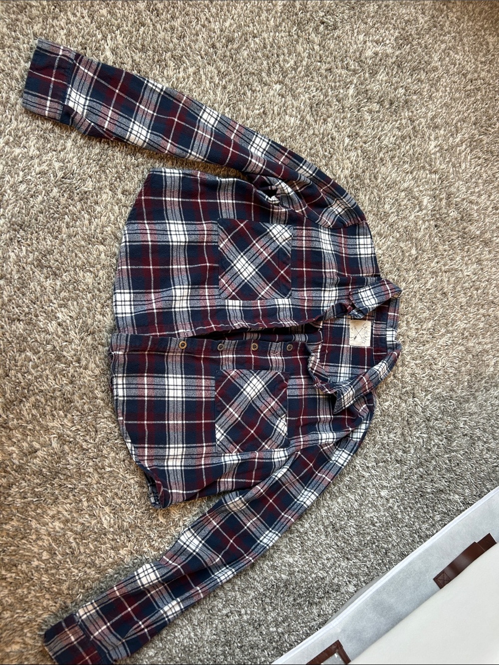 La Hearts Red, Navy & White Plaid Button-Down Shirt